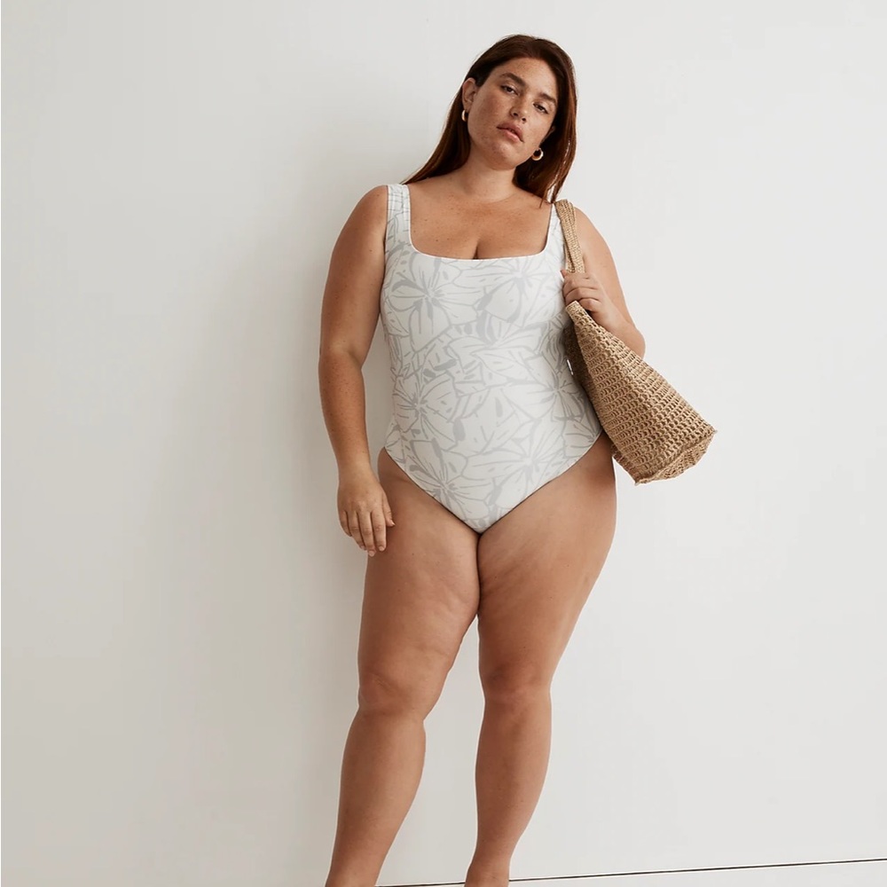 NWT Madewell Plus Square-Neck Tank One-Piece Swimsuit